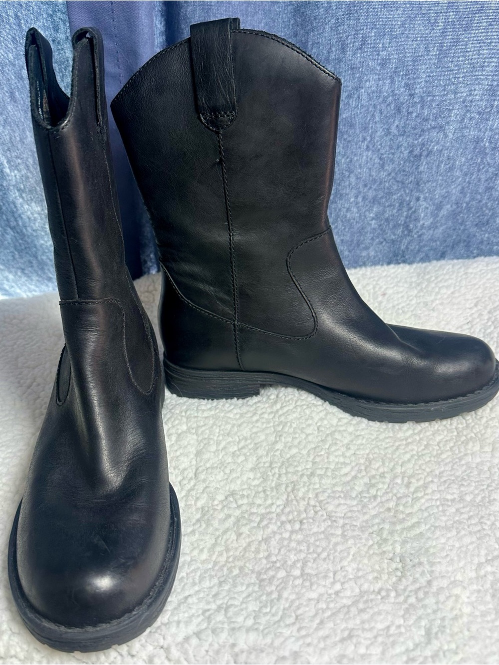 Born Basin Black Leather Waterproof Western Boots Size 8